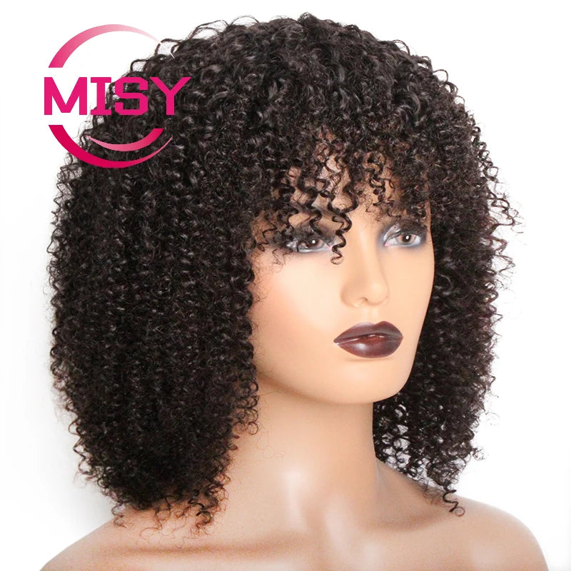 Short Jerry Curly Human Hair Wigs for Women Natural Color Pixie Cut Wigs Machine Made Short Bob Curly Human Hair Wigs