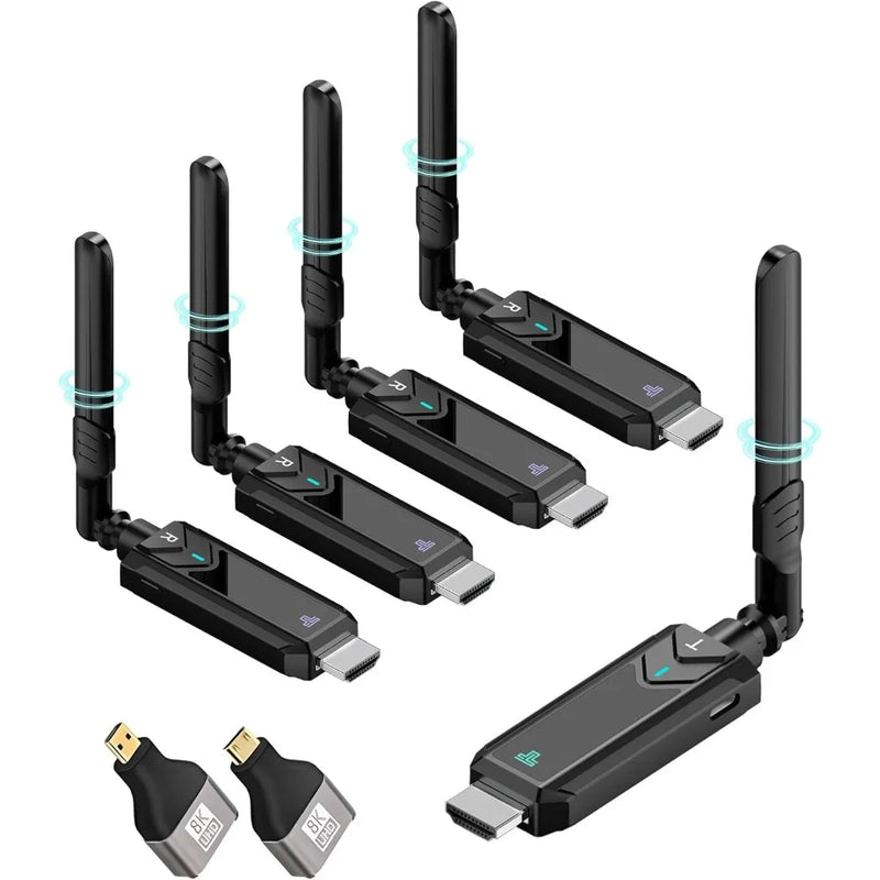 1x1 1x2 1x4 Wireless HDMI Extender Transmitter&Receiver Dongle Adapter，for Screen Sharing with Cameras,Laptops,TVs& Monitors