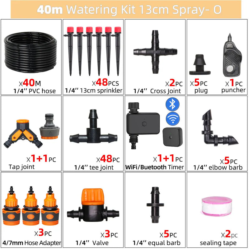 13cm 8-Hole Sprinkler Drip System 1/4'' Hose Wifi/Bluetooth-compatible Timer Kit for Garden Pot Plant Automatic Irrigation Devic