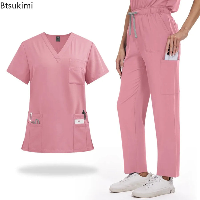 Summer Short Sleeved Hospital Doctor Uniforms Spa Uniforms Dental Clinic Medical Scrubs Suits Pet Grooming Veterinary Nurse Sets