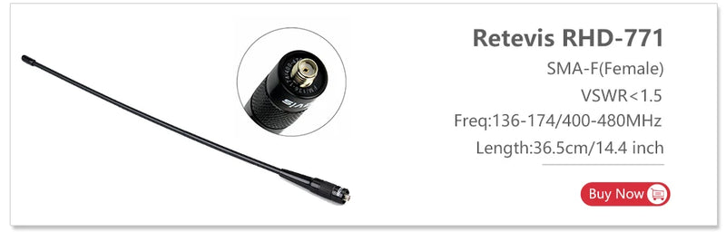 Retevis RHD-771 RT5R Walkie-Talkie Antenna SMA-F RHD-771 VHF UHF Dual Band for Baofeng UV 5R 144/430Mhz Quansheng UV K5 UV K6
