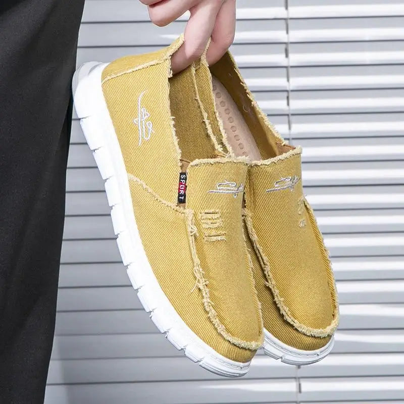 Men's Washed Fabric Casual Shoes Anti Slip and Wear-resistant Driving Shoes Canvas Shoes