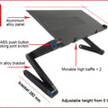 Adjustable Laptop Desk Stand Cooler Fan Portable Ergonomic Lapdesk for Bed Sofa PC Notebook Table Desk with Mouse Pad Aluminum