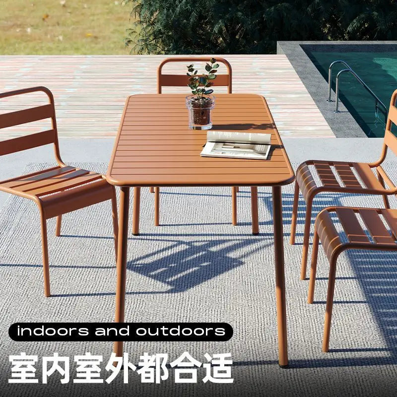 Long table dining table Outdoor indoor waterproof Villa courtyard Balcony leisure Simple garden waterproof desk table