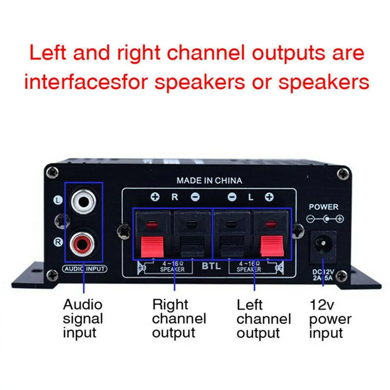 AK170 Power Amplifier Audio Karaoke Home Theater 12V Mini Amplifier 2 Channel Bluetooth Class D Amplifier USB Input Dropshipping