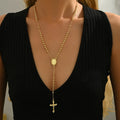 Luxury 24K 9999 Pure Gold real gold Cross Pendant Necklace Women's Long Necklace