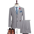 Plus Size Men‘s Suits Elegant Single Breasted Business Jacket Pants For Host Groom Groomsmen Grey Black Navy - View 2 | SAMAG