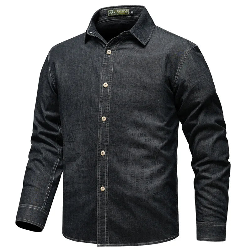 New Fashion Men Classic Light Blue Long Sleeves Denim | SAMAG
