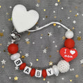 Free Custom Personalized Name Pacifier Clips Handmade Beech Wood Chain Silicone Crown Holder Soother Baby Teething Toy Chew Gift