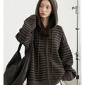 CHIC VEN Women Fashion Cardigan Casual Hooded Striped - View 2 | SAMAG