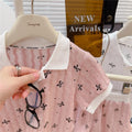 Girls Bow Print Clothing Sets Fashion Big Kids Polo Short - View 4 | SAMAG