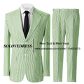 Men's Seersucker Striped Suits 2 Piece Slim Fit Summer Casual Pinstripe Suit for Men Wedding Grooms Blazer Jacket Pants Sets