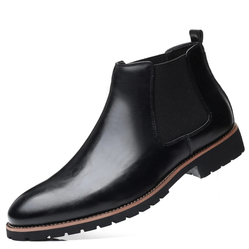 Brown Burnished Genuine Leather Lace Up Chunky Sole Formal Business Office Groom Wedding Daily Wear Shoes Fashion Comfortable