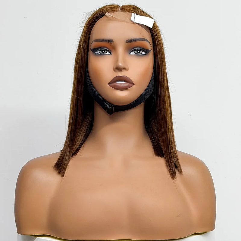 250% Density Bob Straight Human Hair 2X6 Transparent Lace Closure Frontal Human Hair Wigs 100% Human Hair Ginger 99J Colored Wig