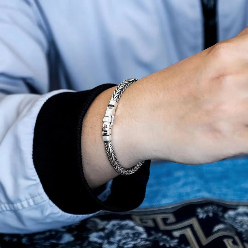 S925 Sterling Silve Twisted Bracelets For Men Hip Hop Handmade Exquisite Unique Fashion Jewelry Gift Factory Price