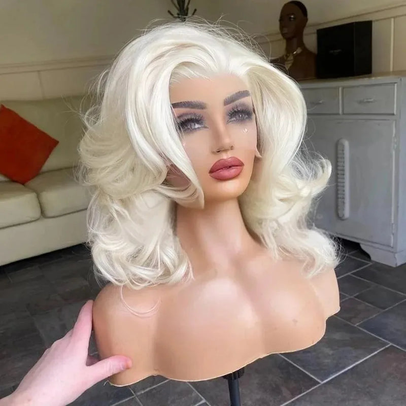 Hot Red Short Body Wave Lace Front Wigs 13x4 HD Bob Lace Wig Pre Plucked Glueless Synthetic Daily Wear Cosplay Heat Resistant