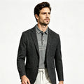 Brand Spring Autumn Men Tweed Blazer Two Buttons Notched | SAMAG