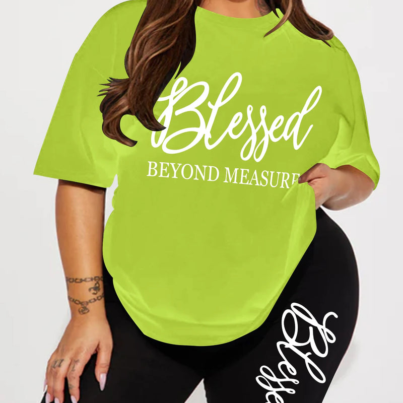 Plus Size Sets for Women Summer 2 Pieces Blessed Printed Offers and Liquidation Everything Cheap Elegant Women's Sets Short Sets