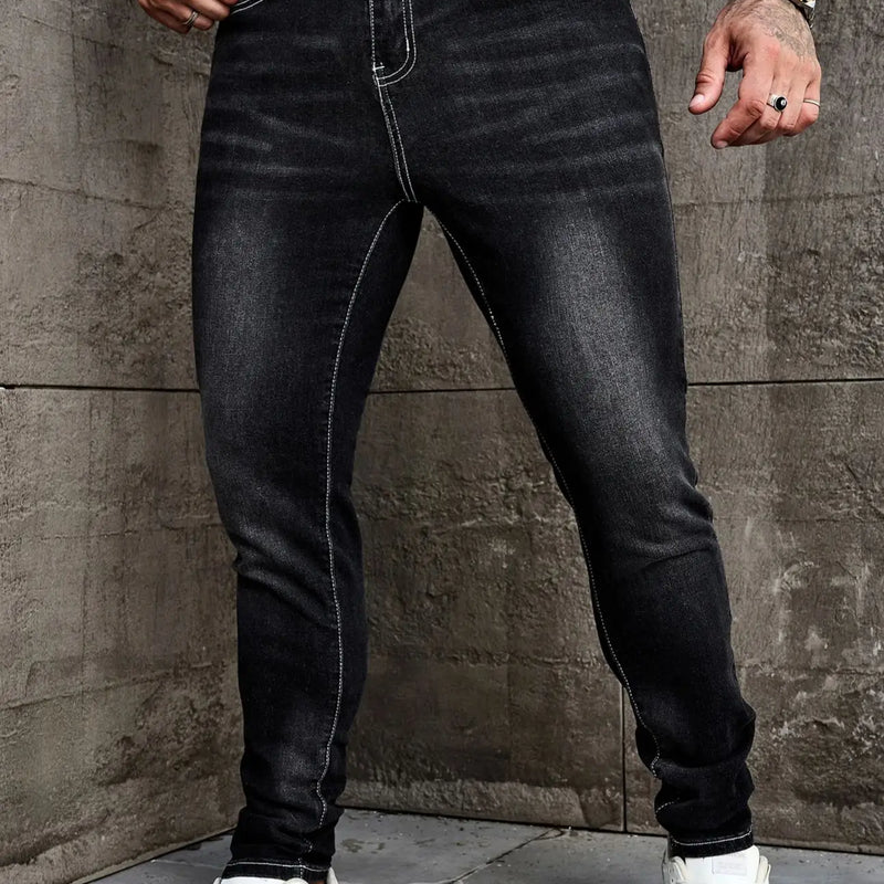 Men Jeans Denim Pants Clothing Trousers Casual Black | SAMAG