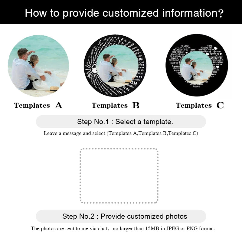 Custom Photo Bracelet Personalized Projection with Picture Inside 100 Languages I Love You Stainless Steel - Visuel 5 | SAMAG