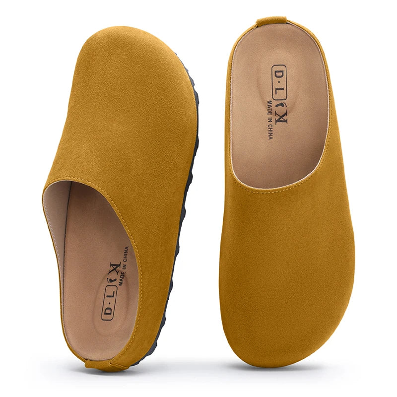 Evshine Women's Suede Clogs Slippers Comfort Sole Sole Flat Mules Fashion Baotou Ladies Potato Shoes Slip On House Clogs Shoes