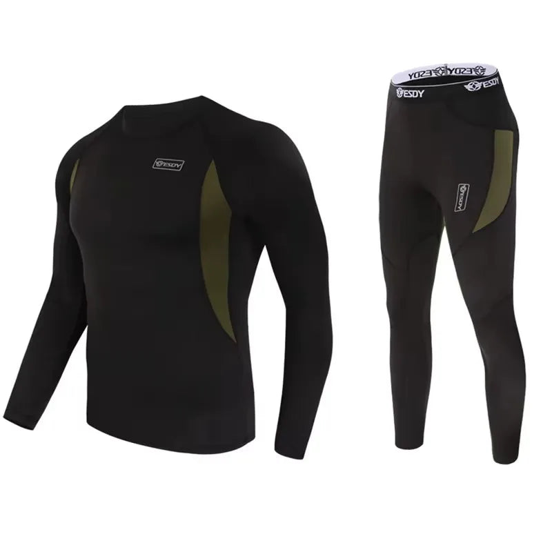 Winter Top Quality New Thermal Underwear Men Underwear Sets Compression Fleece Sweat Quick Drying Thermo Underwear Men Clothing