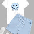 Men's 3D Printed Fashionable T - Shirt+Shorts Set, Fun Pattern Short - Sleeved Breathable Quick - Drying Top | SAMAG