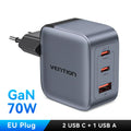 Vention 70W GaN Charger Quick Charge 3.0 USB C Charger for iPhone 17 16 15 Pro iPad Macbook Air Tablet PD Type C Fast Charger