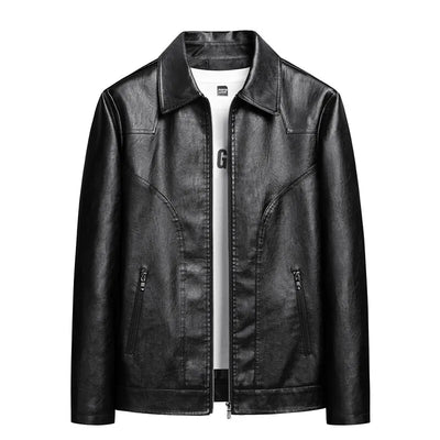 Men's trendy coat leather jacket, PU black, light green | SAMAG