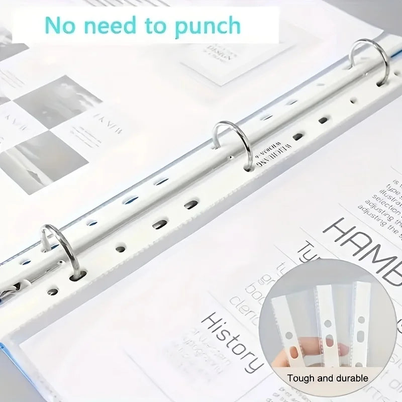 50/100pcs Clear A4 Plastic File Folders - 11-Hole 3-Ring Binder Compatible, Durable PP Document Sleeves for Office, School, Home