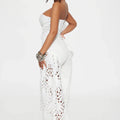 Female Fashion sexy Strapless Design Hollowed Top Pants 2 Piece Set Women Tank Chic Solid Sleeveless Vest Straight Pant Suit