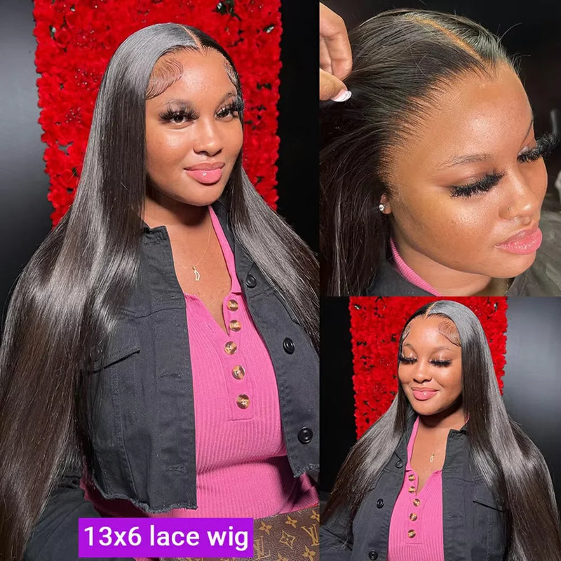 40 42 Inch 250 Density Frontal Wig For Black Women Brazilian Wigs Human Hair 5x5 Bone Straight HD Transparent Lace Front Wigs