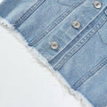 Girls Casual Style Sleeveless Top with Distressed Denim | SAMAG
