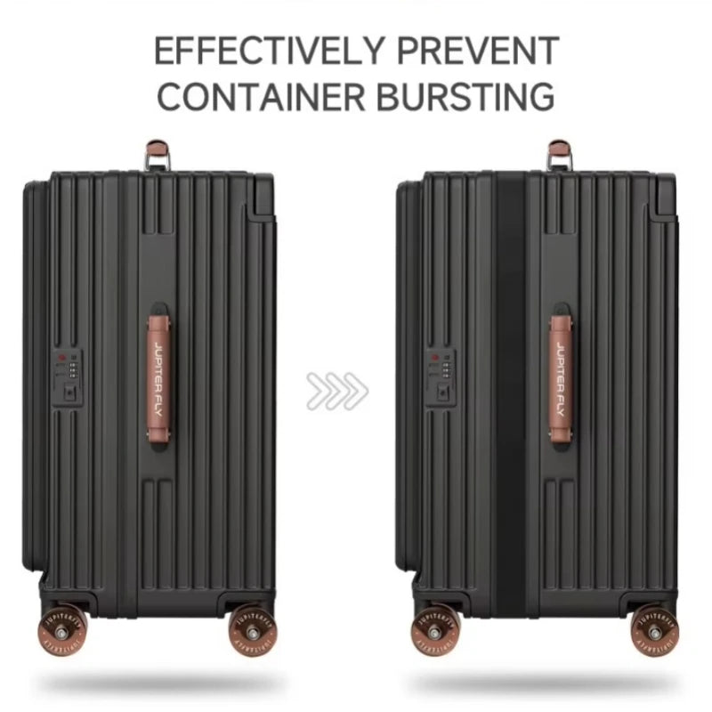 Side Opening Suitcase Wide Trolley Travel Case with Skating Spinner Wheels TSA Lock Rolling Luggage PC Material 20/24/26/28inch