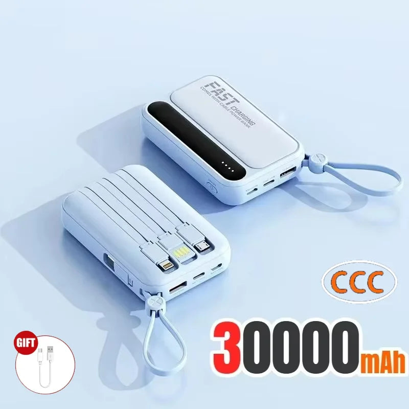 VIVO 500000mAh 120W Power Bank High Capacity 4 In1 Cables Intelligent Digital Display Light Portable Powerbank For iPhone Huawei