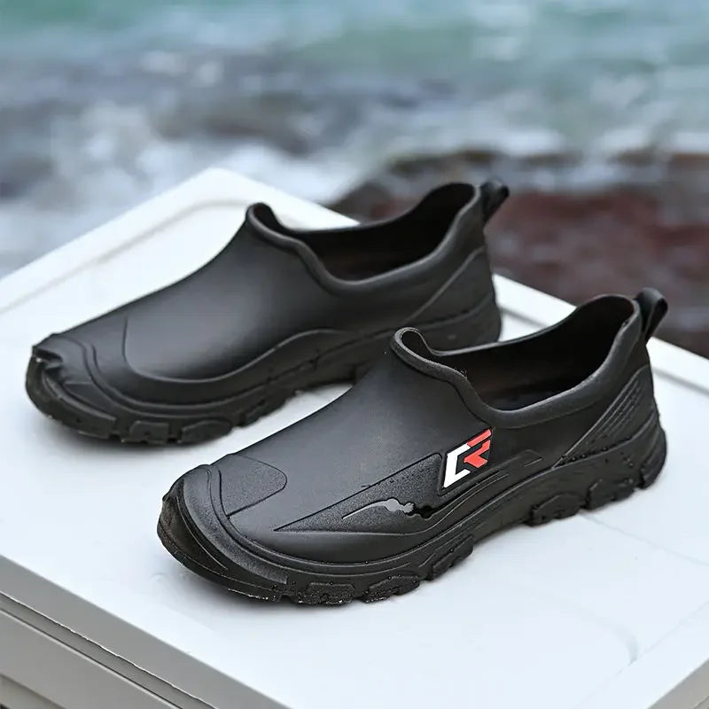 Wear-resistant Male Shoes Waterproof and Non-slip Rubber Fashion Pvc Wide Toes Men's Rain Boots Designer Without Lacing New Gum