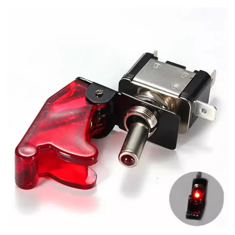 Auto Car Boat Truck Illuminated Led Toggle Switch ON OFF With Safety Aircraft Flip Up Cover Guard 12V20A Transparent