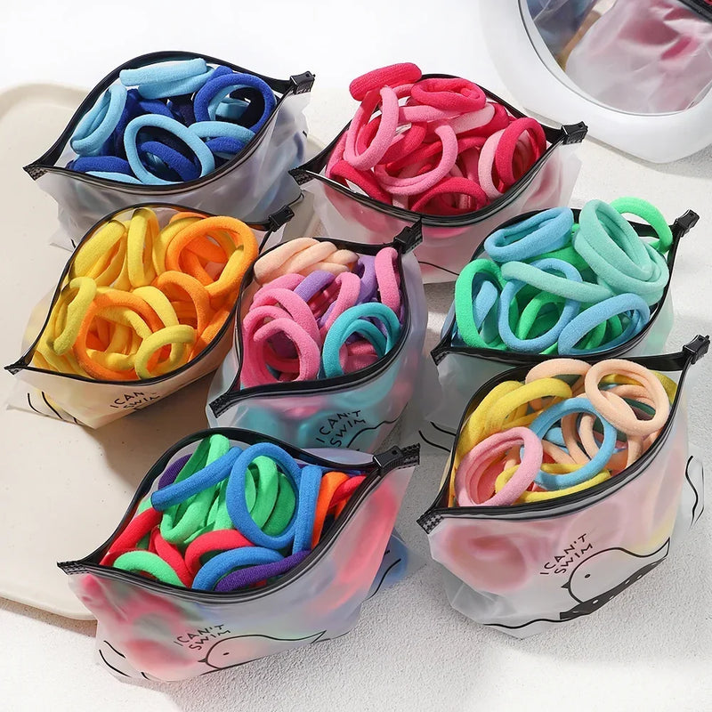 30/50/100Pcs Women Girl Mixed Colors Hair Bands Basic Hair Ties Elastic Headband Hair Scrunchies Accessories Ponytail Holder