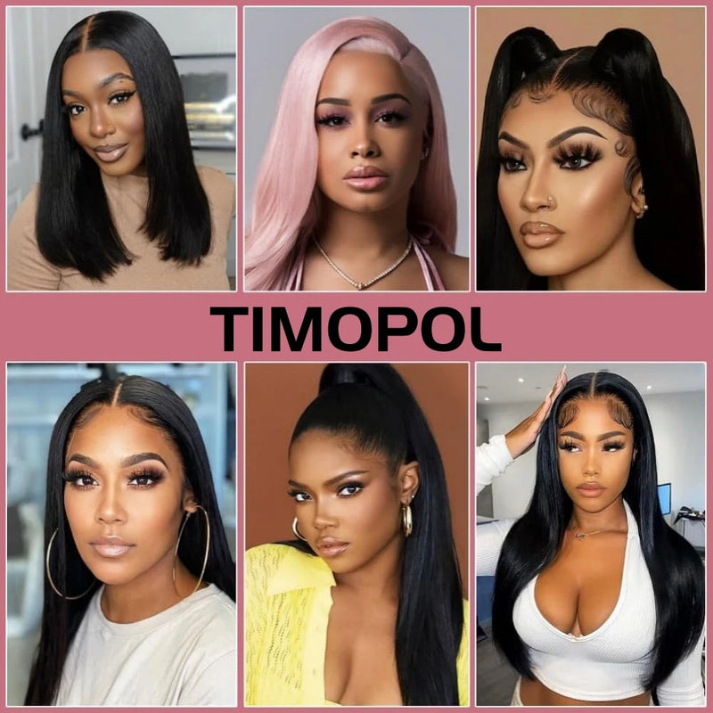 TIMOPOL Straight Hair 13x4 Women's Front Lace Wig | 180 Density, High-Definition Front Lace Wig, Reduces Hair Loss
