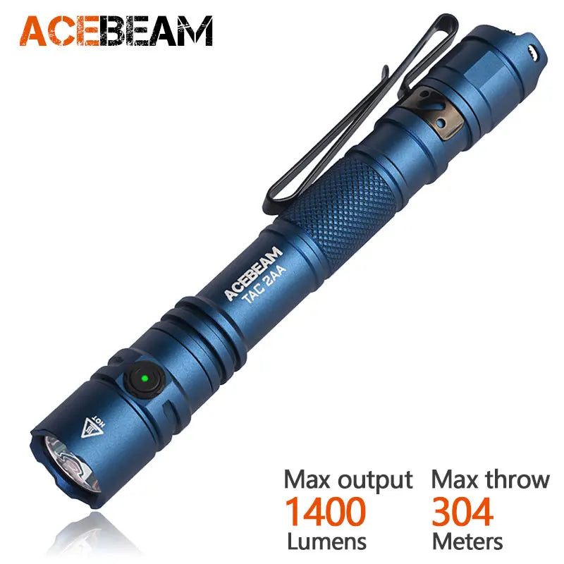 ACEBEAM TAC 2AA EDC Flashlight Rechargeable Wide Voltage(1.2-4.8V) LED Torch With Self Defense Strobe Mode Flashlights Camping