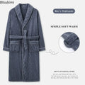 2026 Men's Autumn Winter Flannel Pajama Robes Thickened Warm Lace Up Bath Robes Men Loose Lounge Homewear Coral Fleece Nightgown