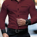 Men's Business Color Block Collar Long Sleeve Shirt, Slim | SAMAG