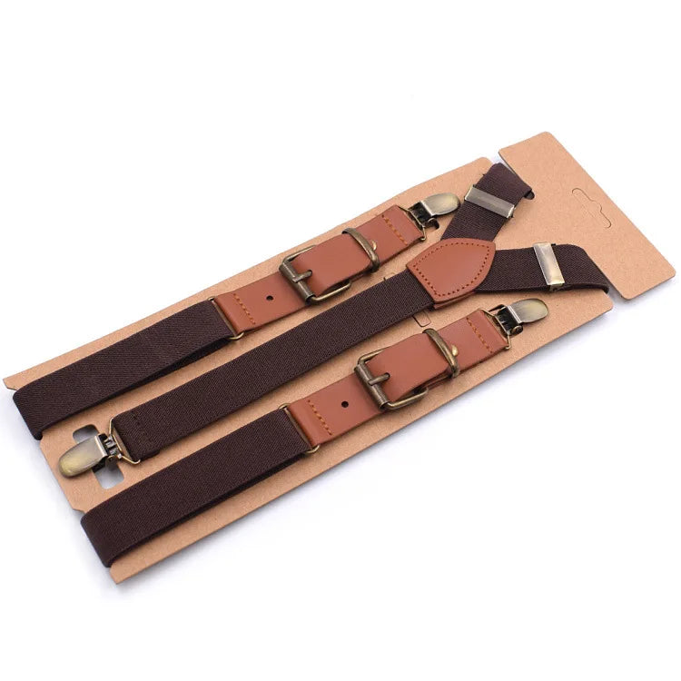 Vintage Suspenders 2.5cm Wide Y-back with 3 clips Adjustable Elastic Trouser Braces Suspender Belt for Women Fashion Accessories