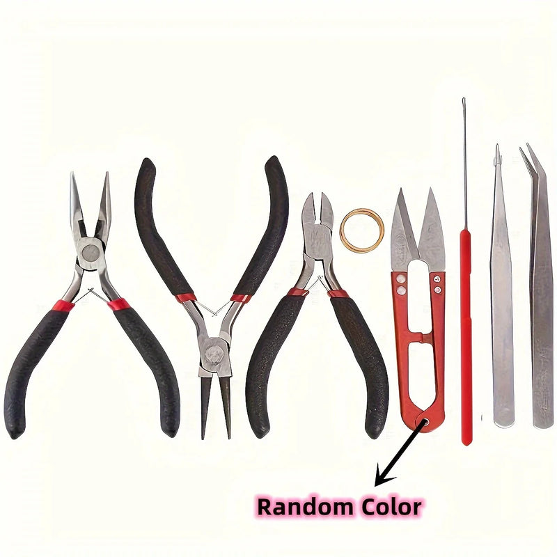 DIY Jewelry Making Tool Set 8pcs Handmade Pliers, Scissor, Tweezers, Jump Ring Opener, Suitable For - Visuel 5 | SAMAG