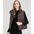 Leopard Women's Autumn Winter Sleeveless Parkas Jacket 2025 Woman Mandarin Collar Cotton Padded Vest Korean Style Waistcoat