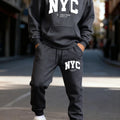 Trendy Letter Eye - Catching Print Men's Hooded Suit Casual Winter Two - Piece Set Sports Jogging Pants - View 6 | SAMAG