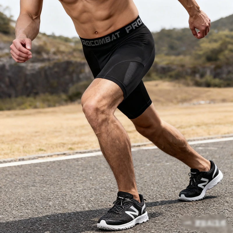 Men's Leggings Compression Pants Sports Leggings Basketball Quarter Shorts Quick Drying Running Training Stretch Fitness Pants