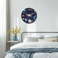 Wooden Wall Clock with Universe and Planet Motifs, 10-14inch Silent Wall Clocks, Aa Battery Powered, Suitable for Living Room, Bedroom, Office, Valentine's Day, Carnival, Ramadan, (Battery Not Included)