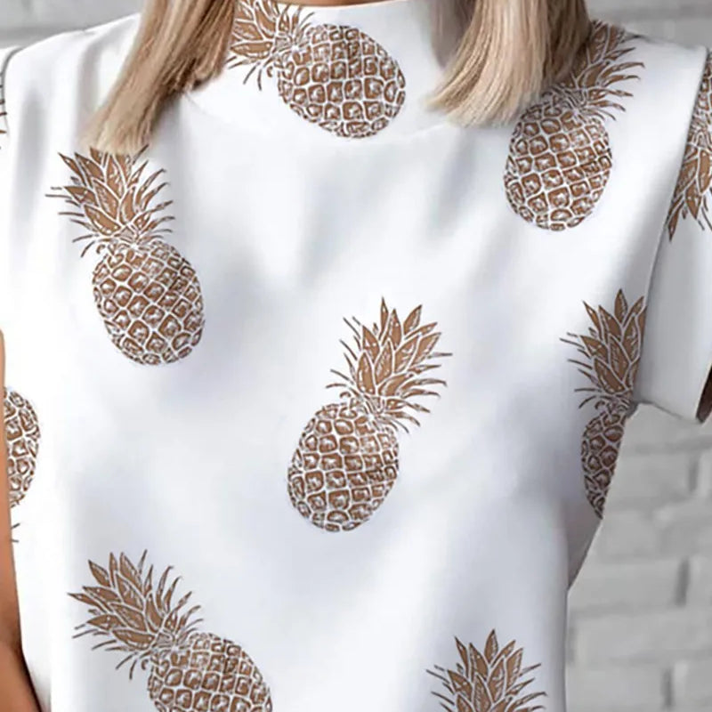 Women's Abstract Face Print Sleeveless Stand Collar - View 3 | SAMAG