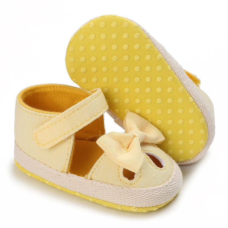 Spring and Autumn Yellow Countryside Style Princess Shoes 0-12 Months Baby Soft soled Anti slip Sneakers